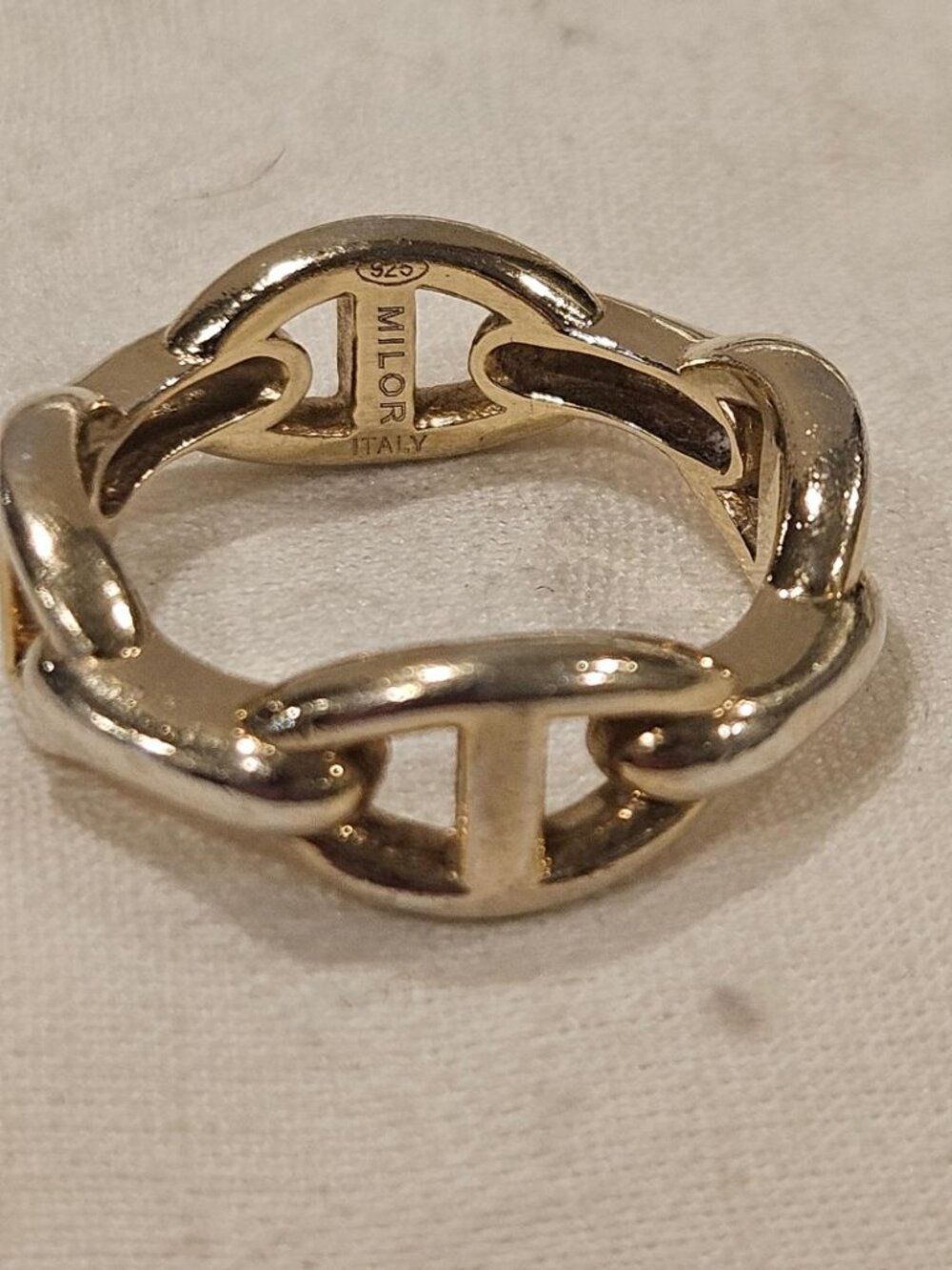 Heavy 7.5g Milor Italy Sterling Silver Mariner Anchor Link Ring - Size 9.25